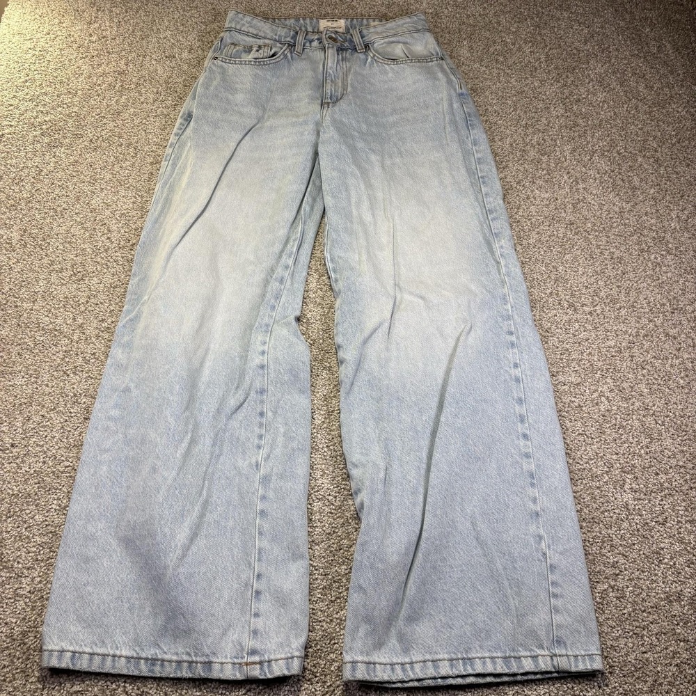Cotton On Relaxed Wide Leg Jeans Womens 24 Blue Light Wash 5 Pocket Denim